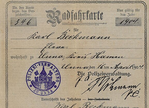 Radfahrkarte Karl Beckmann