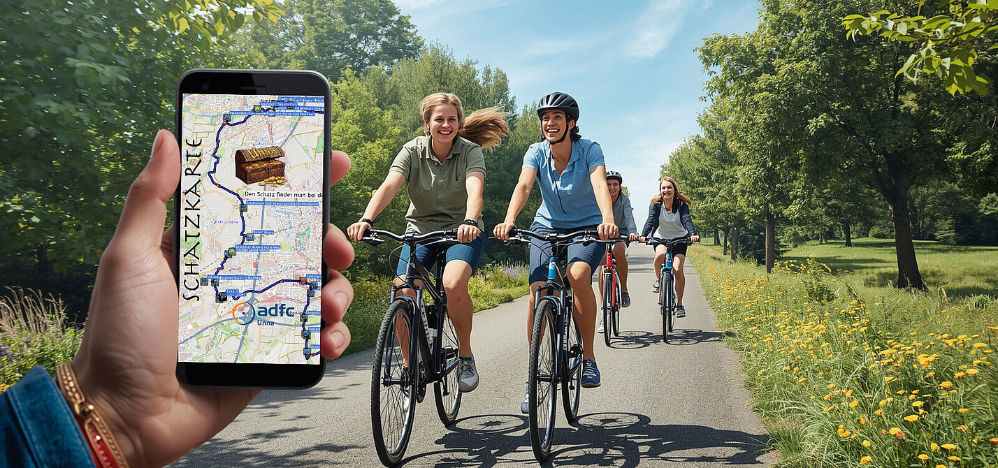 Schatzsuche mit Smartphone und Fahrrad