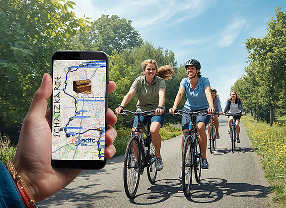 Schatzsuche mit Smartphone und Fahrrad