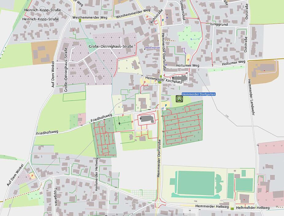Lage des Hemmerder Dorfgartens
