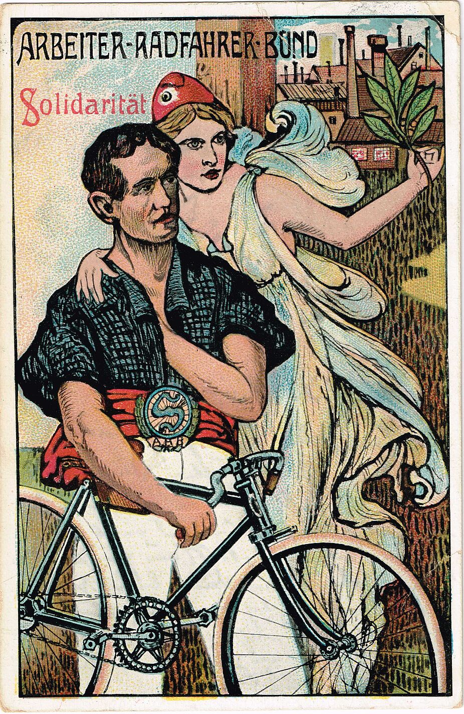 Postkarte des Arbeiter-Radfahrer-Bund Solidarität 1909