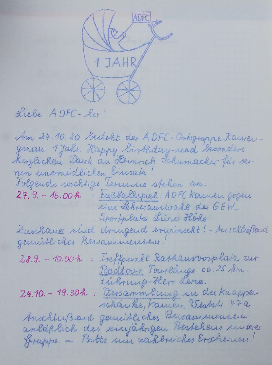 Einladung zum einjährigen Bestehen