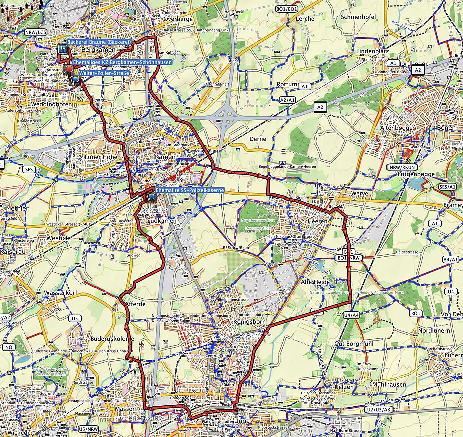 Routenverlauf zum KZ Schönhausen