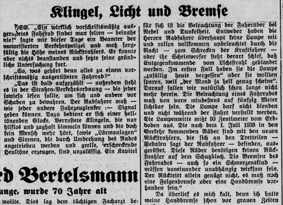 Klingel, Licht und Bremse Klingel, Licht und Bremse