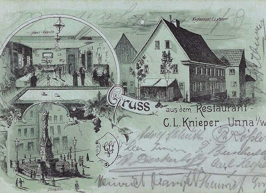 Postkarte 1902 Restaurant C. L. Knieper, Hertinger Straße