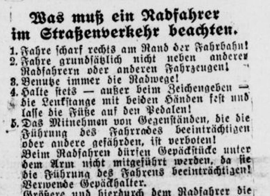 Was muß ein Radfahrer im Straßenverkehr beachten Was muß ein Radfahrer im Straßenverkehr beachten