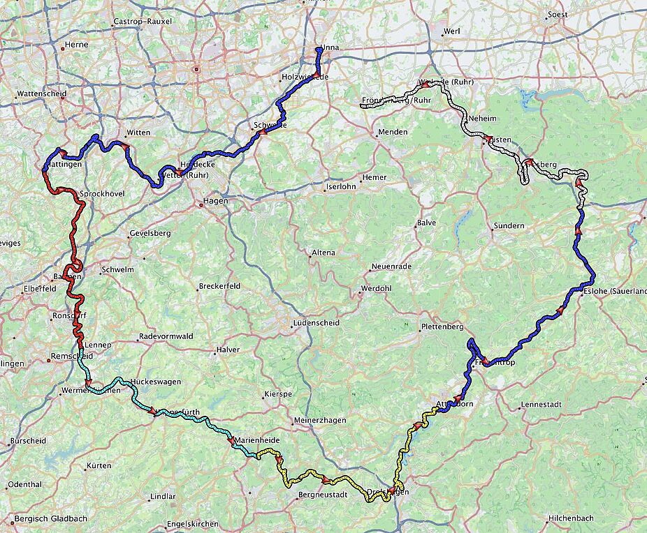 Übersicht über die Tagesetappen