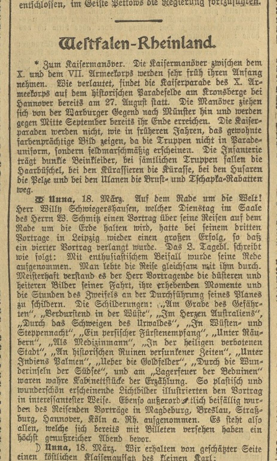 Vorberichterstattung zum Vortrag Schwiegershausen