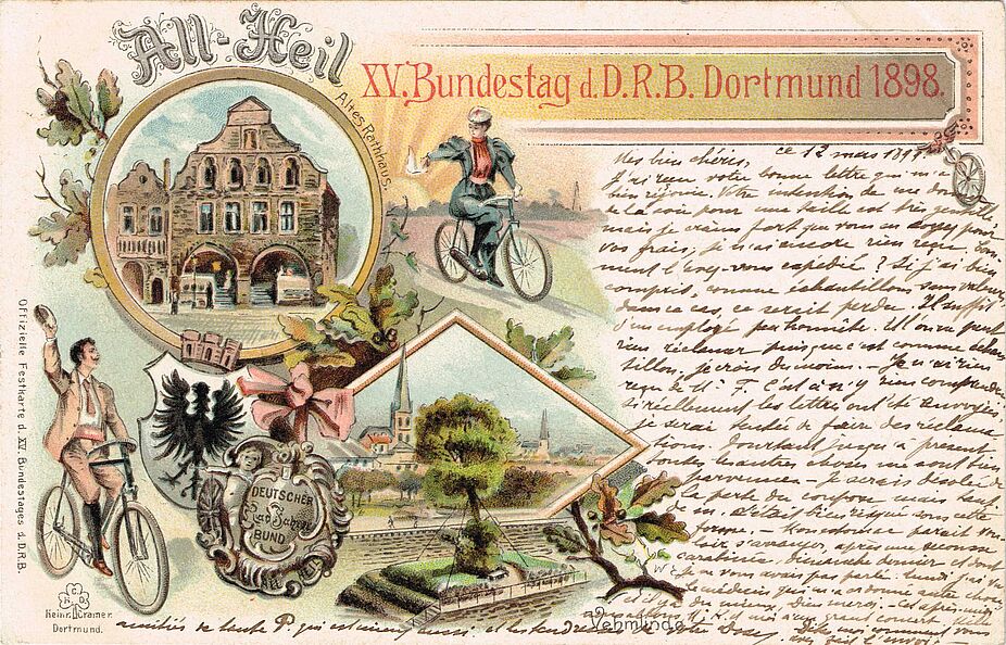 Postkarte vom DRB Bundestag 1898 in Dortmund