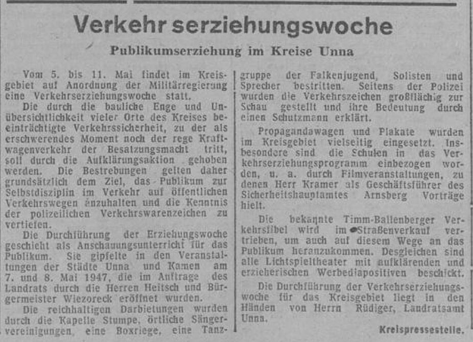 Artikel zur Verkehrserziehungswoche