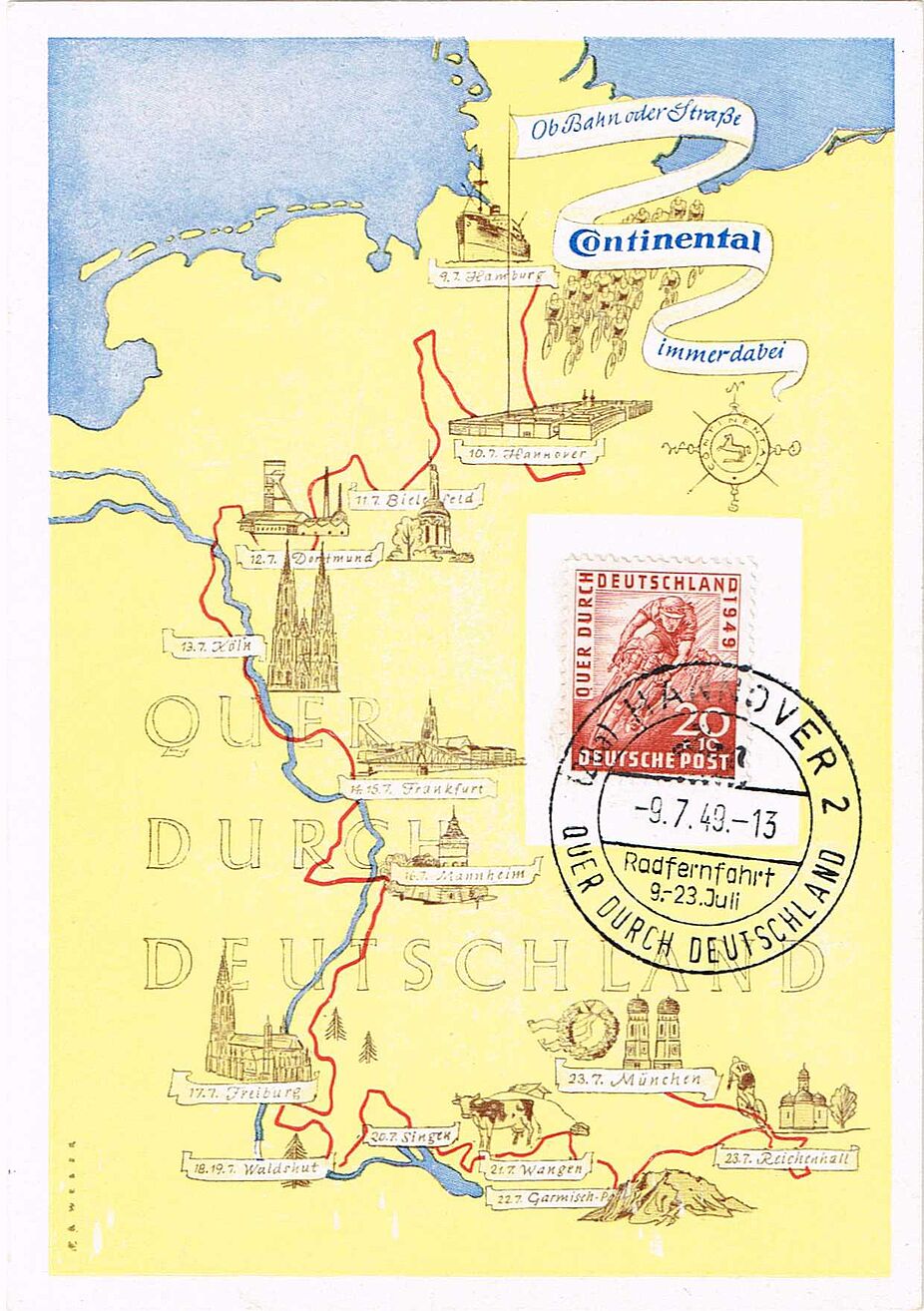 Sonderbrief Quer durch Deutschland 20 Pfg.