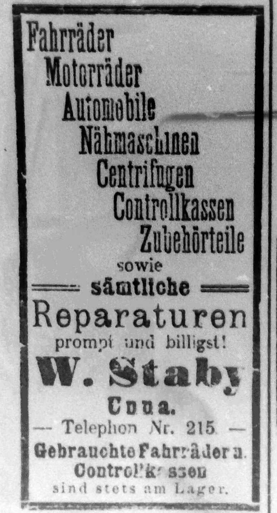 Staby verkauft Motoräder und Automobile