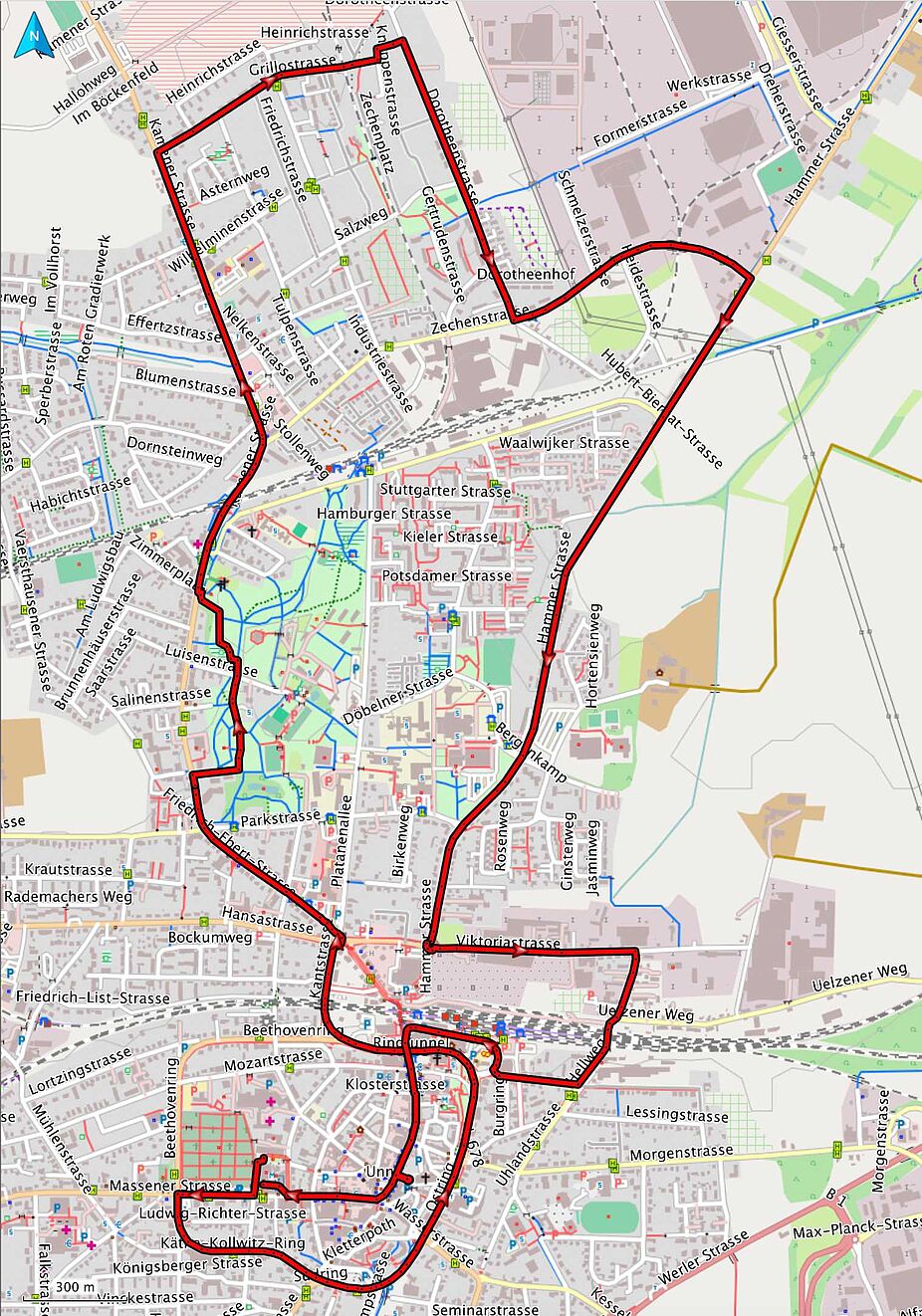 Route der ersten Unnaer Bike-Night