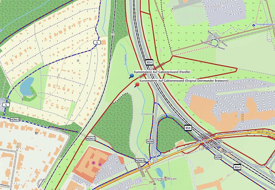 Lage der Gabionenwand